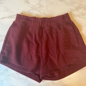 fleece burgundy shorts